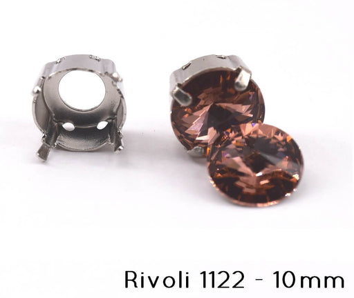 Kaufen Sie Perlen in der Schweiz Aufnähfassung für Swarovski 1122 Rivoli 10mm Rhodium (2)