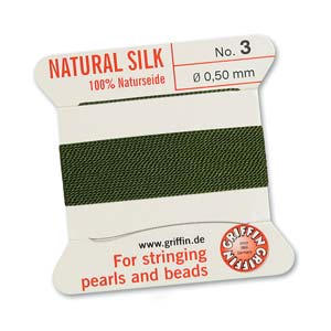 Achat Fil de soie naturelle OLIVE 0.50mm par 2m avec aiguille(1)