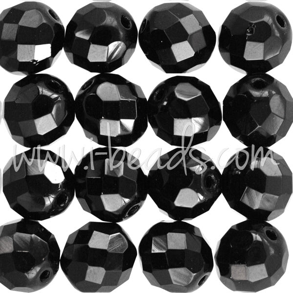 Perles facettes de bohème jet 10mm (25)