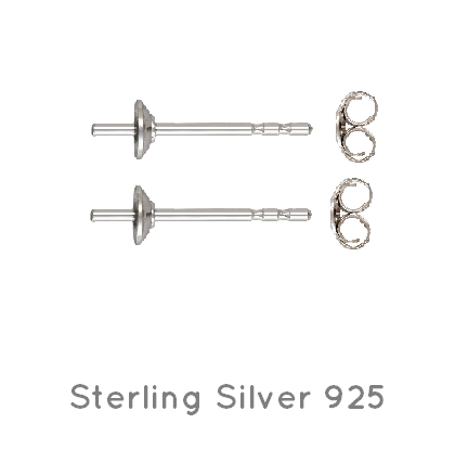 Clou d'oreilles pour perles semi percées 3 et 4mm argent 925 avec poussoir (1 paire)