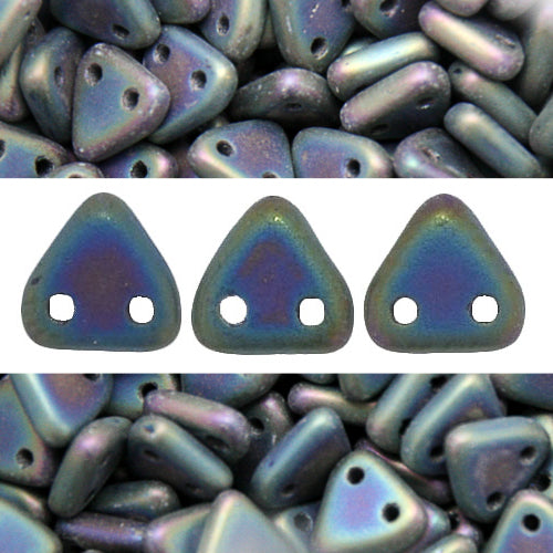 Achat Perles 2 trous CzechMates triangle matte iris green 6mm (10g)