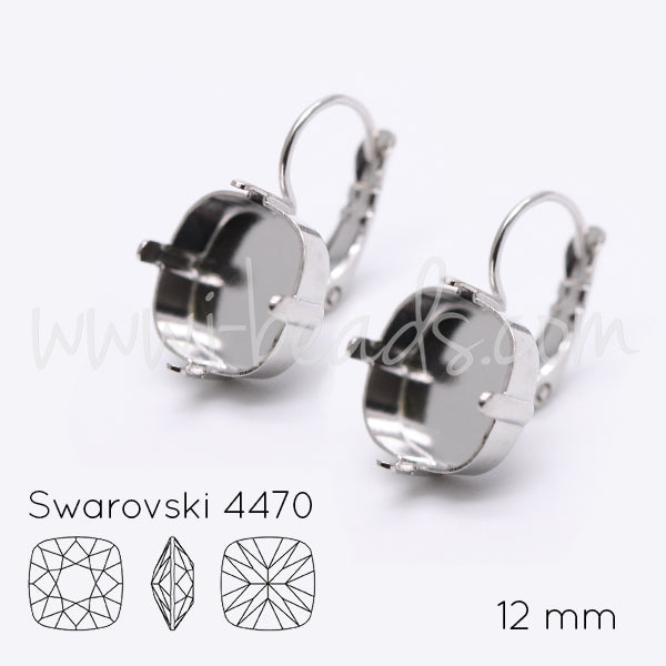 Serti boucle d'oreilles pour Swarovski 4470 12mm rhodié (2)