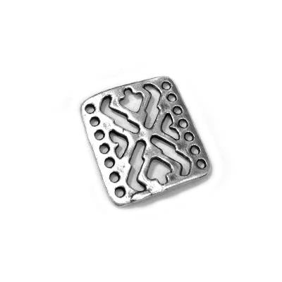 Connecteur ajouré laiton Argent Antique multirangs 18x16mm (Ø 1.2mm) (1)