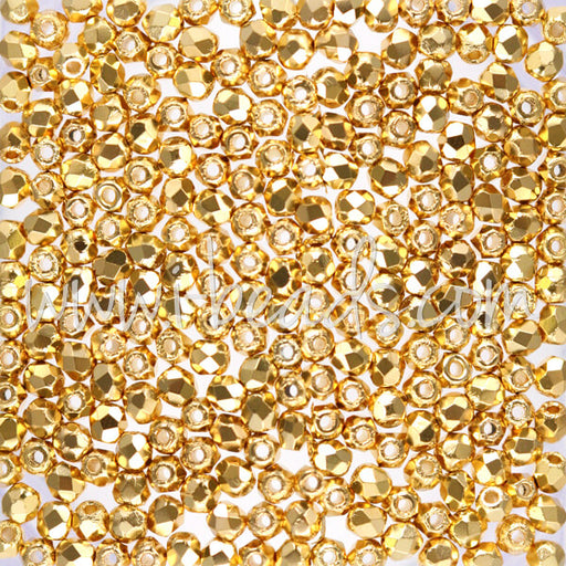 Kaufen Sie Perlen in der Schweiz Glasschliffperlen gold plated 24K 2mm (50)