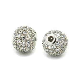 Kaufen Sie Perlen in der Schweiz Runde Perle besetzt mit Zirkonen Platinum Messing 6x1,5 mm (1)