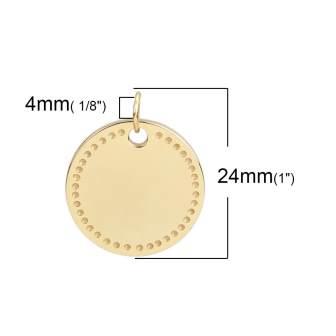 Kaufen Sie Perlen in der Schweiz Goldene Edelstahl Medaille mit Ring 20mm (Stückzahl:1)