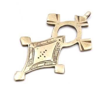 Pendentif Croix Touareg ethnique bronze 90x45mm (1)