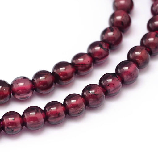 Kaufen Sie Perlen in der Schweiz Natürliche Granat-Runde Perle 3mmx1 - 130 / Strang - 40 cm (1 Strang)