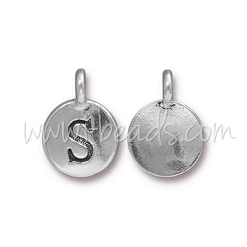 Pendentif charm lettre S Argenté vieilli 11mm (1)