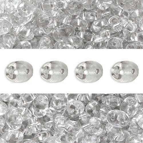 Kaufen Sie Perlen in der Schweiz Super Duo Perlen 2.5x5mm silver lined crystal (10g)