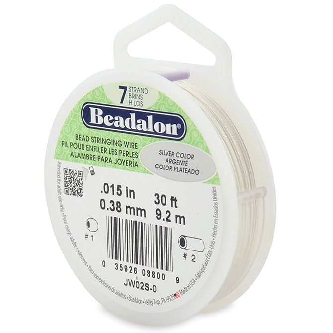 Beadalon fil câble 7 brins argenté métallique 0.38mm, 9.2m (1)