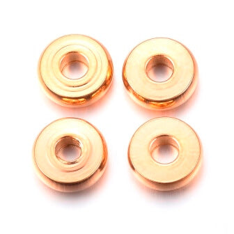 Kaufen Sie Perlen in der Schweiz Edelstahl Heishi Perlen Separatoren GOLD, Flachrund, 8mm, loch: 2mm (10)