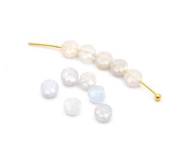 Kaufen Sie Perlen in der Schweiz Natürlicher Aquamarine rund facettierte flache Perlen 4mm Loch: 0.7 mm (10)