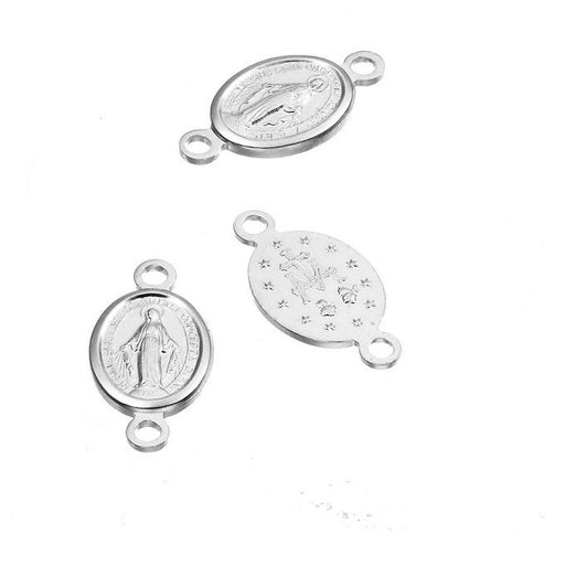 Kaufen Sie Perlen in der Schweiz Sterling Silber 925 Oval Medaille mit Jungfrau, Primer Stecker, 8mm (1)