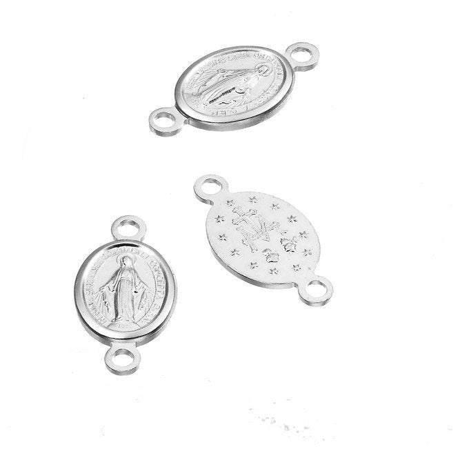 Médaille Miraculeuse Vierge Connecteur Lien Argent 925 - 8mm (1)