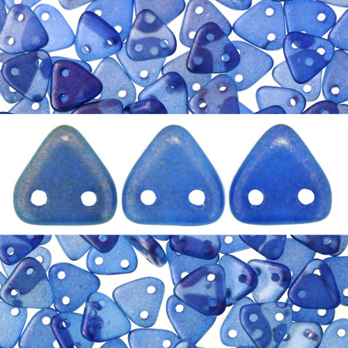 Achat Perles 2 trous CzechMates triangle halo ultramarine 6mm (10g)