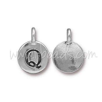 Achat Pendentif charm lettre Q Argenté vieilli 11mm (1)