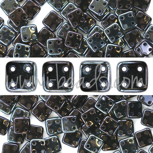 Kaufen Sie Perlen in der Schweiz 4 Loch Perlen CzechMates QuadraTile 6mm Luster Metallic Amethyst (10g)