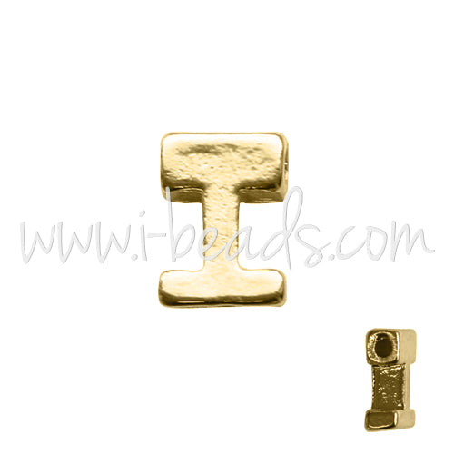 Perle lettre I doré or fin 7x6mm (1)