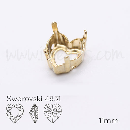 Kaufen Sie Perlen in der Schweiz Aufnähfassung für Swarovski 4831 Herz 11mm gold-plattiert (2)