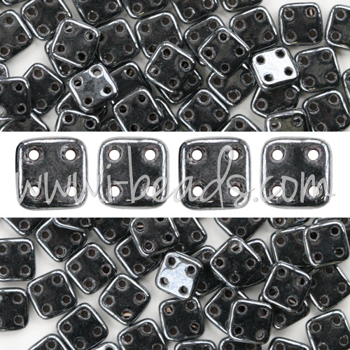 Kaufen Sie Perlen in der Schweiz 4 Loch Perlen CzechMates QuadraTile 6mm Hematite (10g)