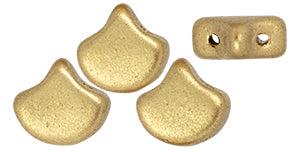 Kaufen Sie Perlen in der Schweiz Matubo Ginko leaf matte metallic flax gold 7.5mm 2 holes (10)