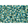 cc284 - perles de rocaille Toho 11/0 aqua/gold lined (10g)