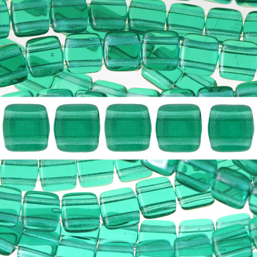 Kaufen Sie Perlen in der Schweiz 2 Loch Perlen CzechMates tile emerald 6mm (50)