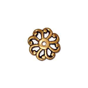Kaufen Sie Perlen in der Schweiz Perlenkappe Schnörkel 12mm Goldfarben (1)