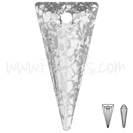 Kaufen Sie Perlen in der Schweiz Swarovski 6480 spike anhänger Crystal silver Patina 28mm (1)
