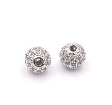 Kaufen Sie Perlen in der Schweiz Runde Perle besetzt mit Zirkonen RHODIUM Messing 8x1,9 mm (1)