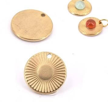 Kaufen Sie Perlen in der Schweiz Anhänger mit Runde in Edelstahl vergoldet 15mm (1)