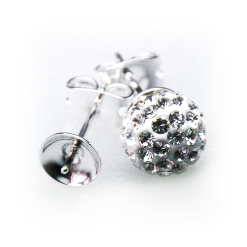 Kaufen Sie Perlen in der Schweiz Ohrstecker mit Aufsatz für 8mm Perlen Silberfarben (2)