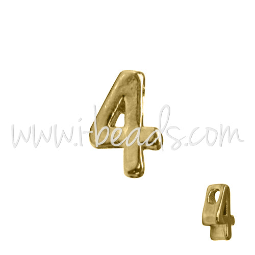 Achat Perle chiffre 4 doré or fin 7x6mm (1)