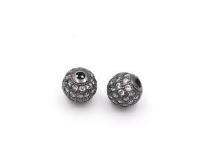 Kaufen Sie Perlen in der Schweiz Runde Perle besetzt mit Zirkonen GUN METAL Messing 8x1,9 mm (1)