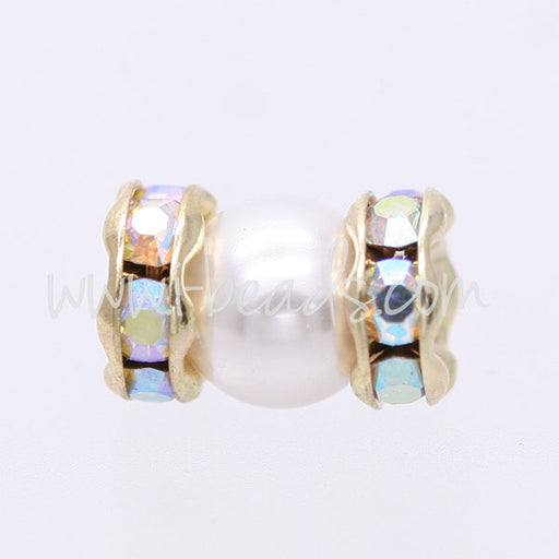Kaufen Sie Perlen in der Schweiz Strass rondell crystal ab aus goldfarbenem metall 6mm (2)