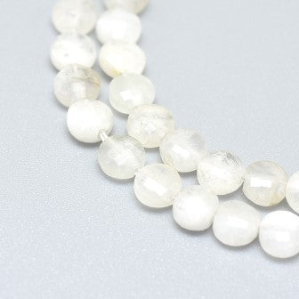 Kaufen Sie Perlen in der Schweiz Natürlicher Mondstein Runde facettierte flache Perlen 3,5-4 mm Loch: 0,6 mm (20)