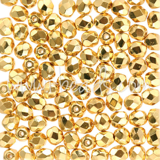 Kaufen Sie Perlen in der Schweiz Glasschliffperlen gold plated 24k 4mm (100)