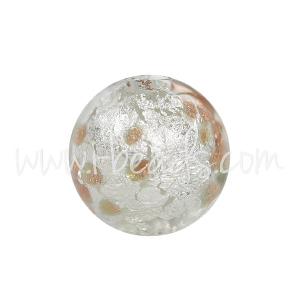 Perle de Murano ronde or et argent 8mm (1)