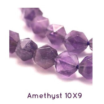 Vieleck, facettiert, Amethyst 10x9 mm, loch: 1 mm-(3 stuck)