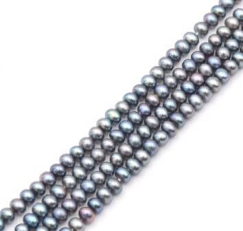 Kaufen Sie Perlen in der Schweiz suesswasserperlen, 3.5mm,nuggetform Rainbow grey (1 strang)