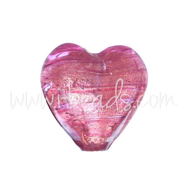 Perle de Murano coeur rubis et or 10mm (1)