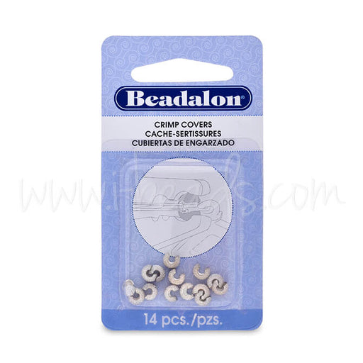 Kaufen Sie Perlen in der Schweiz 14 Quetschperlenabdeckungen Glitter Silberfarben 4mm (1)