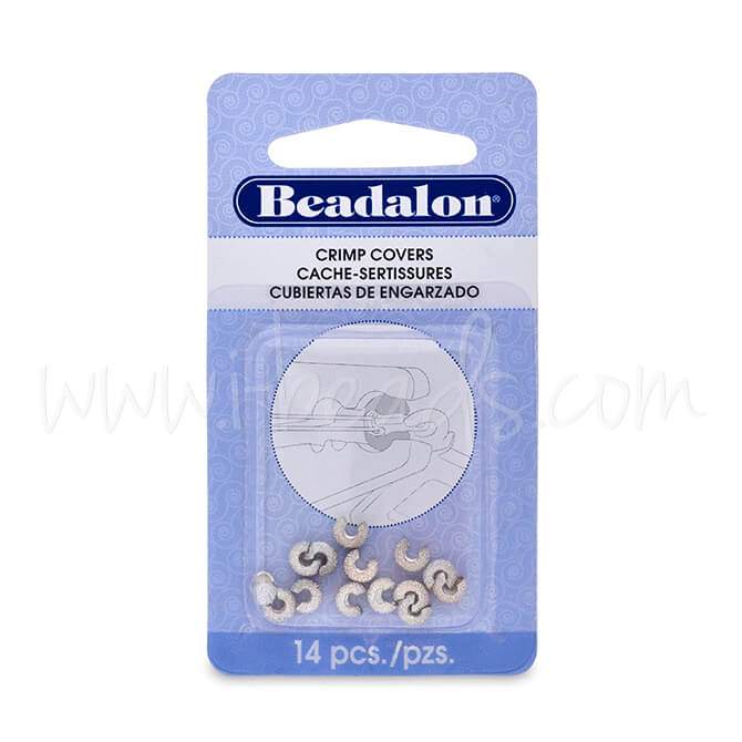 14 Caches perles a écraser paillettes métal plaqué argent 4mm (1)