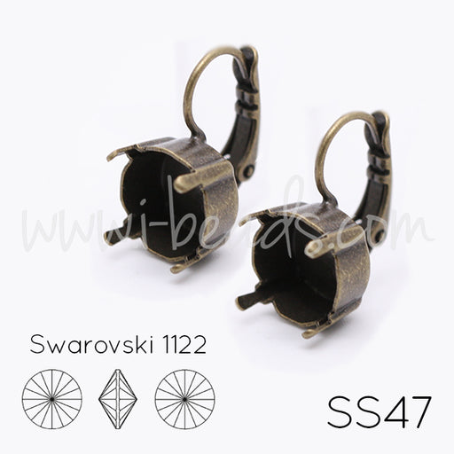 Kaufen Sie Perlen in der Schweiz Ohrringfassung für Swarovski 1122 Rivoli SS47 Messing (2)