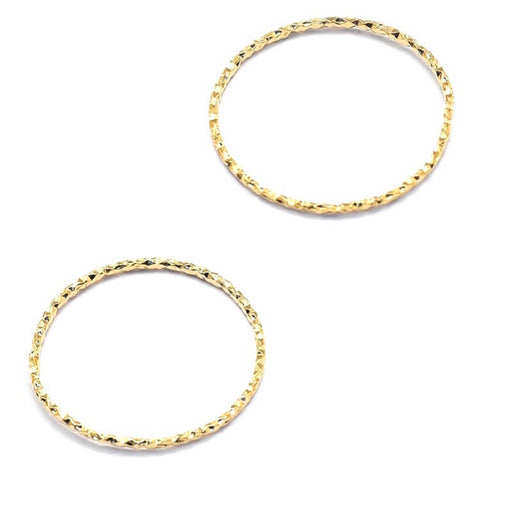 Kaufen Sie Perlen in der Schweiz Geschlossene Verbindungsringe gestreift- Vergoldete schöne Qualität 18mm - int Durchm.: 16mm (2)