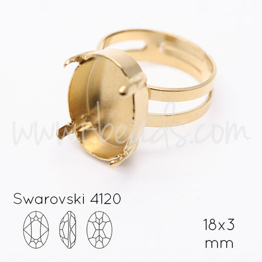 Verstellbare Ringfassung für Swarovski 4120 18x13mm gold-plattiert (1)