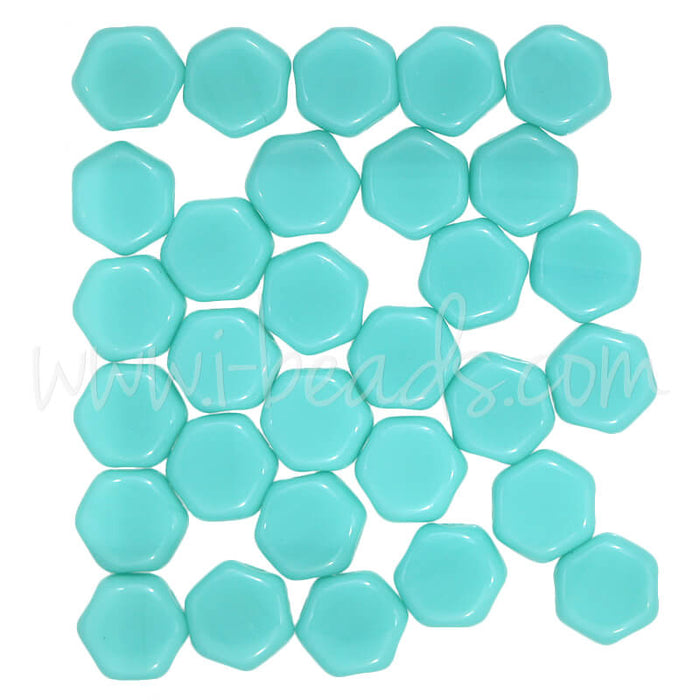 Honeycomb Perlen 6mm green turquoise opaque (30)