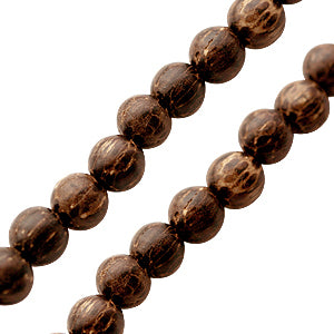 Perle ronde vieux bois de palmier sur fil 8mm (1)