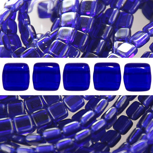 Perles 2 trous CzechMates tile cobalt 6mm (50)